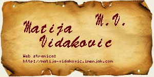 Matija Vidaković vizit kartica